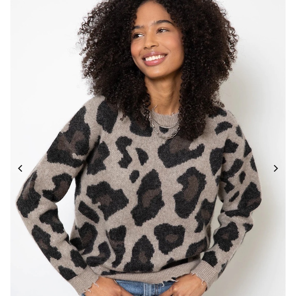 27 miles oversized luxury cheetah print sweatshirt cashmere blend wool and silk